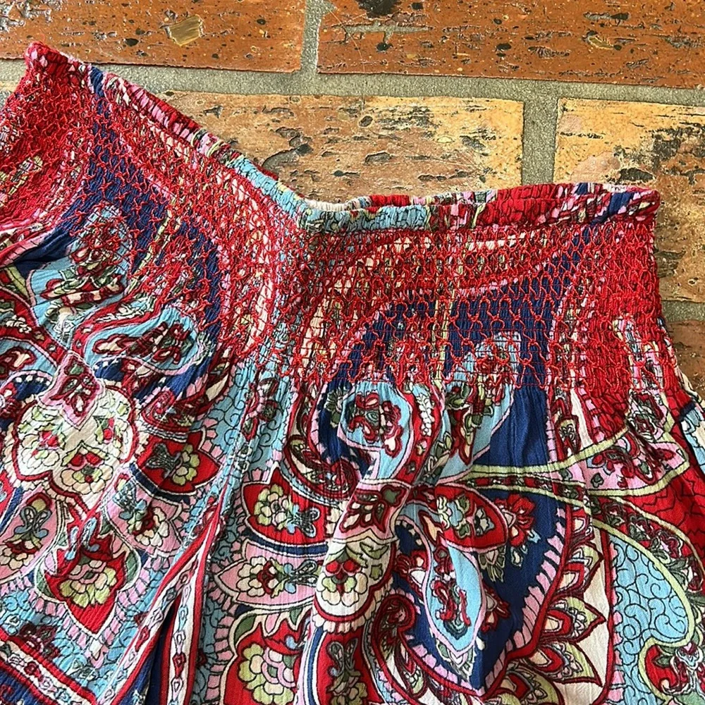 Patrons of Peace Red Smocked Waist Boho Shorts szM